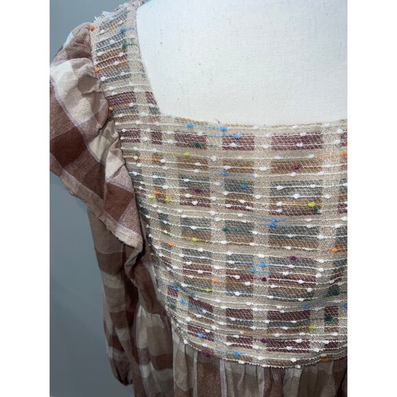 Entro “Corrine” Women’s Boho Plaid Blouse Size Large 100% cotton - Picture 10 of 14